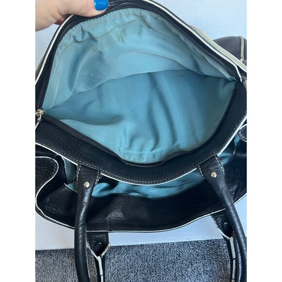 Cole Haan Stone Village Large Black Pebble Leather with Ivory Trim Shoulder Bag - Picture 10 of 13